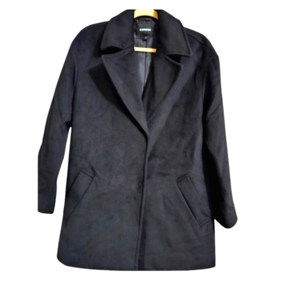 EXPRESS Black Wool blend peacoat Style oversized Jacket. Size small - Picture 1 of 12